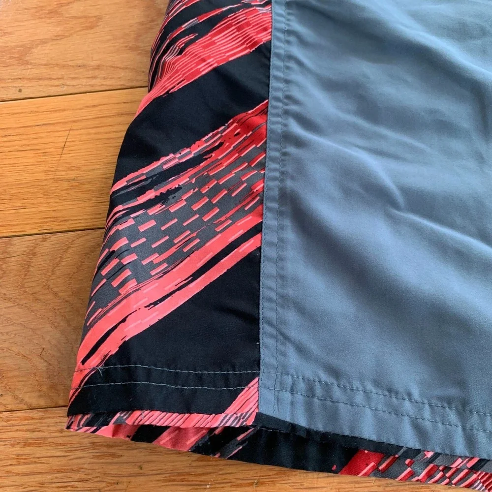 Nike Swim Trunks Mens‎ L Gray Pink Board Shorts Swoosh Swim 80's Vibe